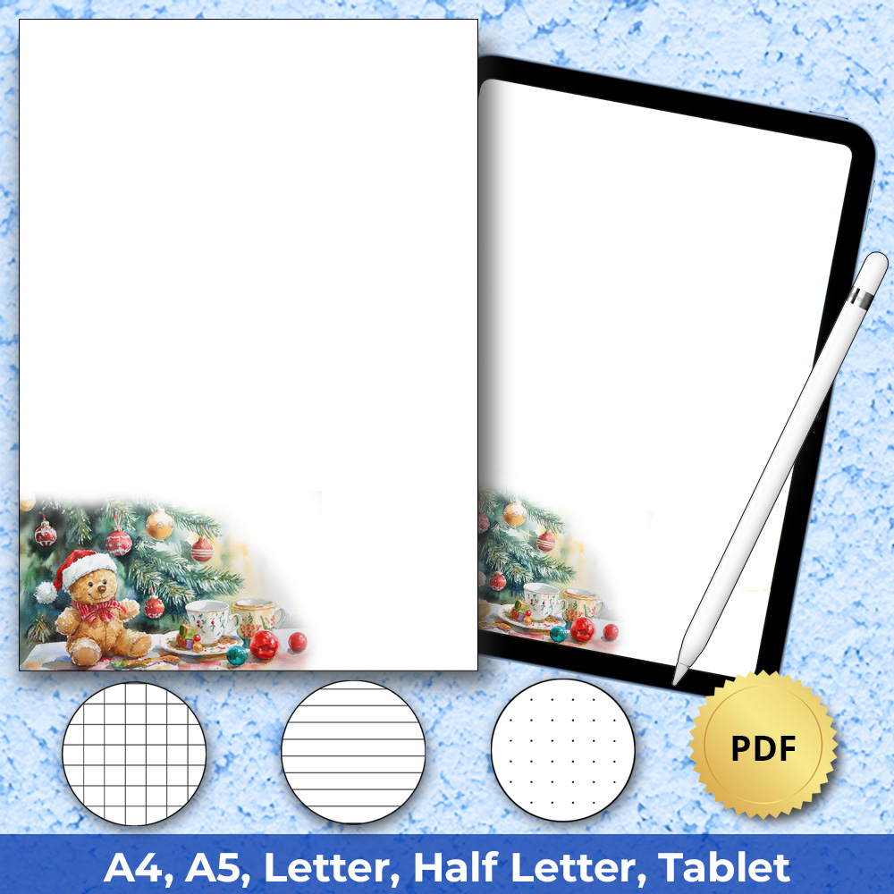 Christmas Paper for Planners with Dotted, Graph, Lined and Blank inserts