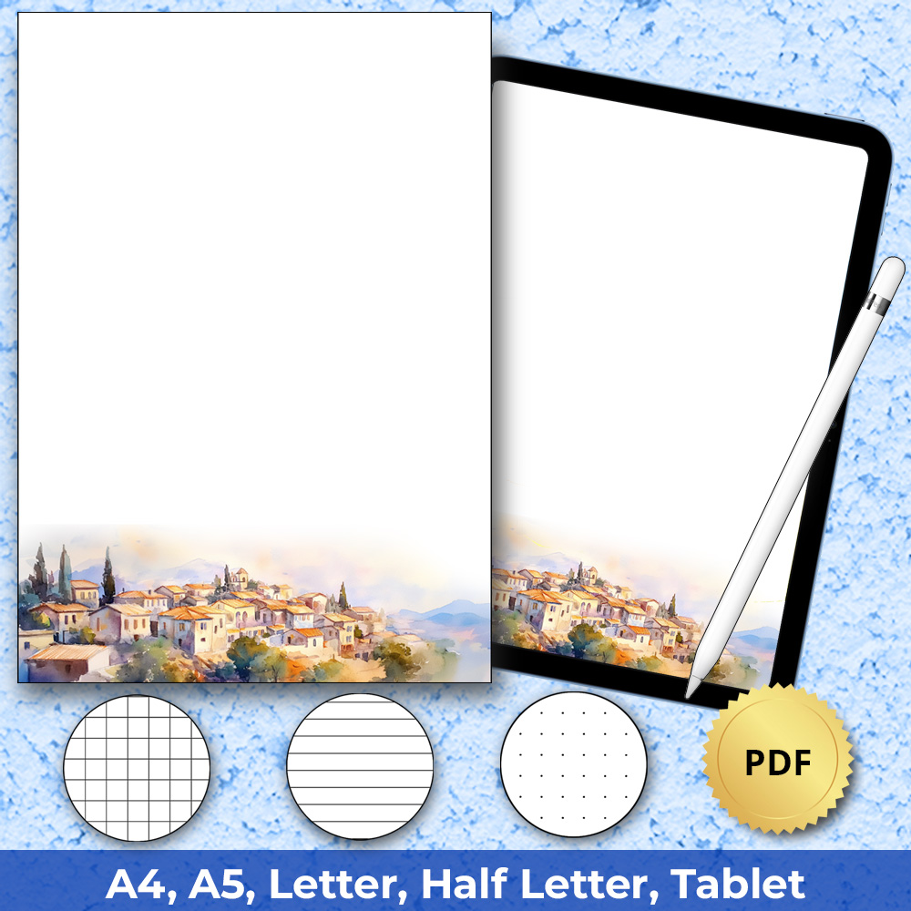 Italian Town Paper for Planners with Dotted, Graph, Lined and Blank inserts